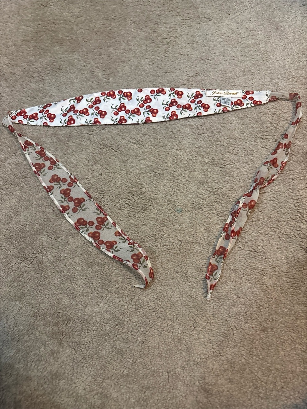 VTG JULIE Brown Red And White Women’s 100% Silk Cherry Headband Rare